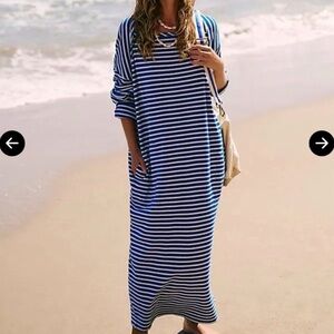 Free People Tivoli Striped Maxi Dress in Navy Combo Size Medium
